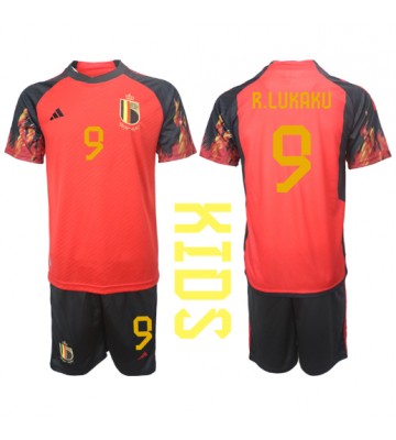Belgia Romelu Lukaku #9 Hjemmedraktsett Barn VM 2022 Kortermet (+ Korte bukser)